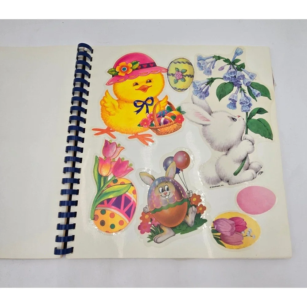 Easter and‎ Spring Vinyl Clings Storage Book Retro Bunny Chick Window Decal